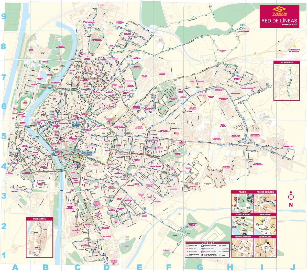 kart av Sevilla busstasjon