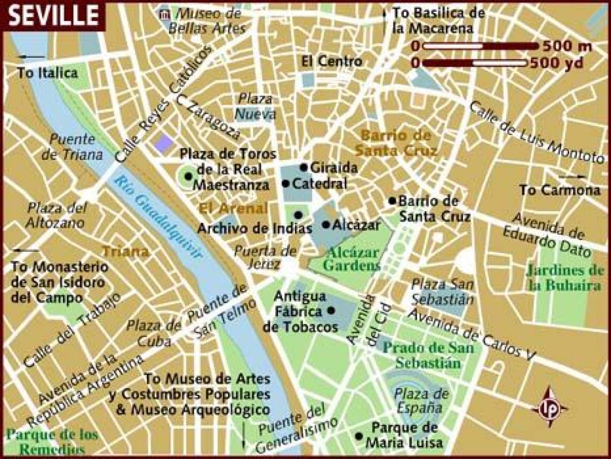 kart av Sevillas nabolag