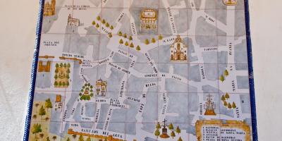 Kart av jødiske kvartalet i Sevilla