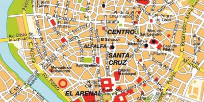Kart av Sevilla, spania sentrum