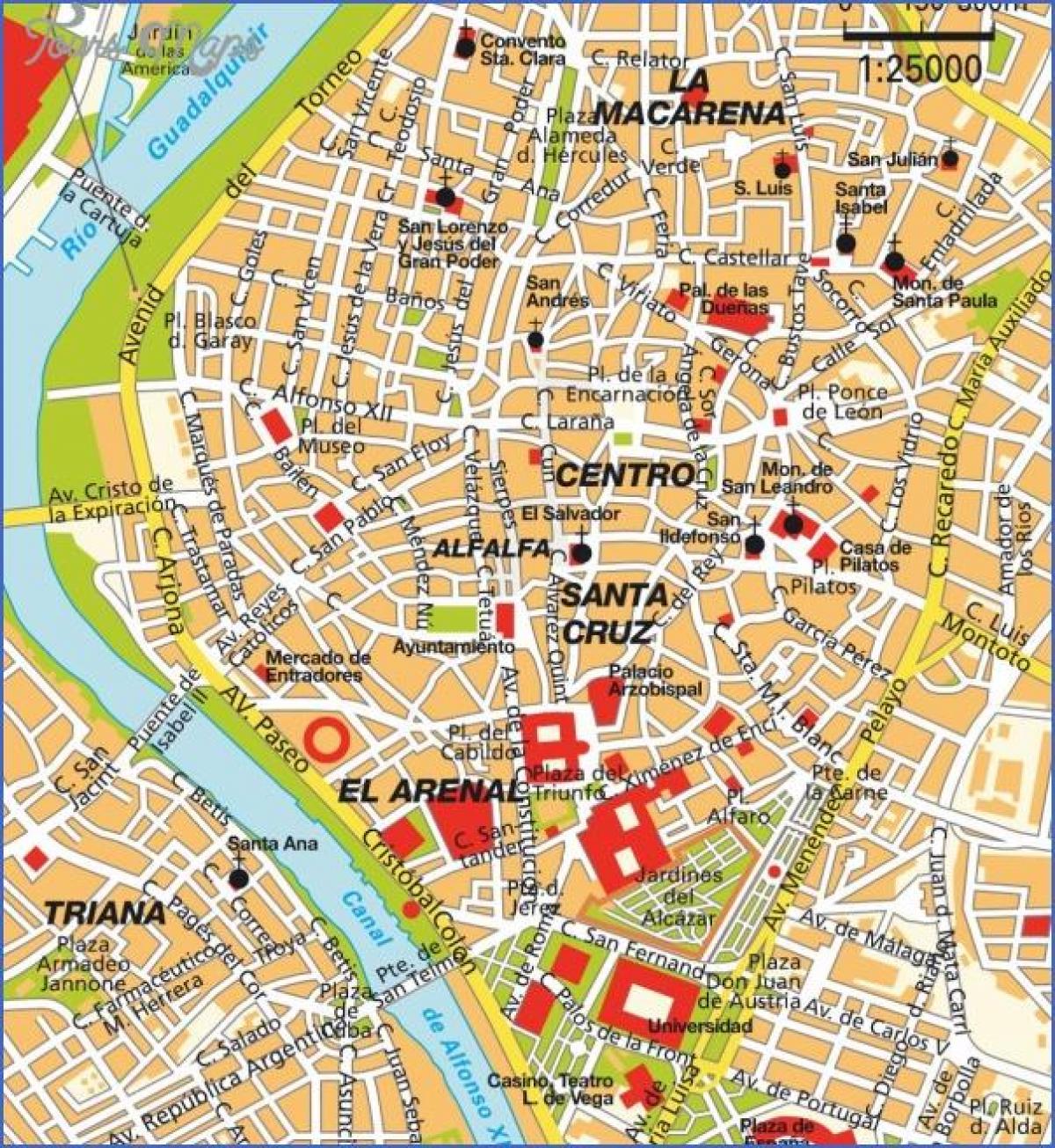 Sevilla, spania kart turistattraksjoner