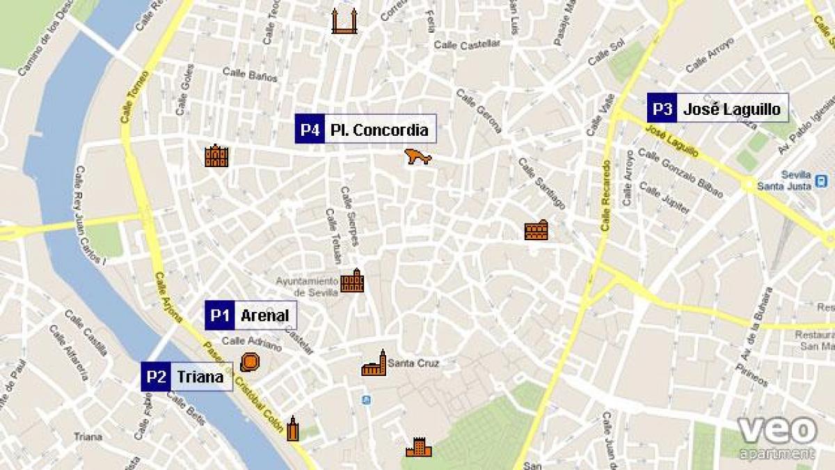 kart av Sevilla parkering