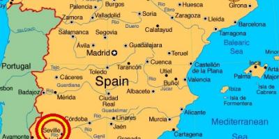 Kart over spania som viser Sevilla