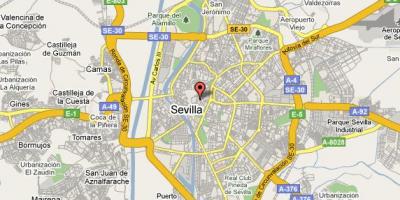 Barrio de santa cruz i Sevilla kart