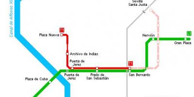 Kart av Sevilla, trikk